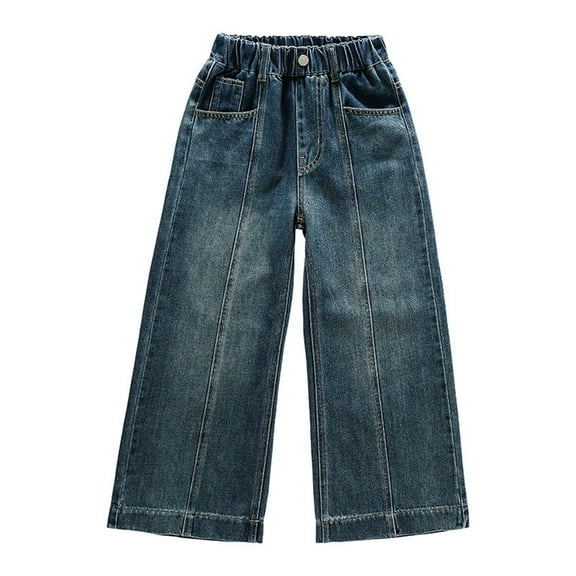 Kids Kids Girls' Fashion Jeans Elastic Waist Wide Leg Pants Trousers Baggy Denim for Girls 9-10 Years