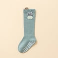 thumbnail image 1 of VONCOS Kids Kids Knee High Socks Non-Slip Grip - Cute Cat Animal Print, Cotton Green, Unisex for Boys Girls 0-36 Months,Size M, 1 of 8