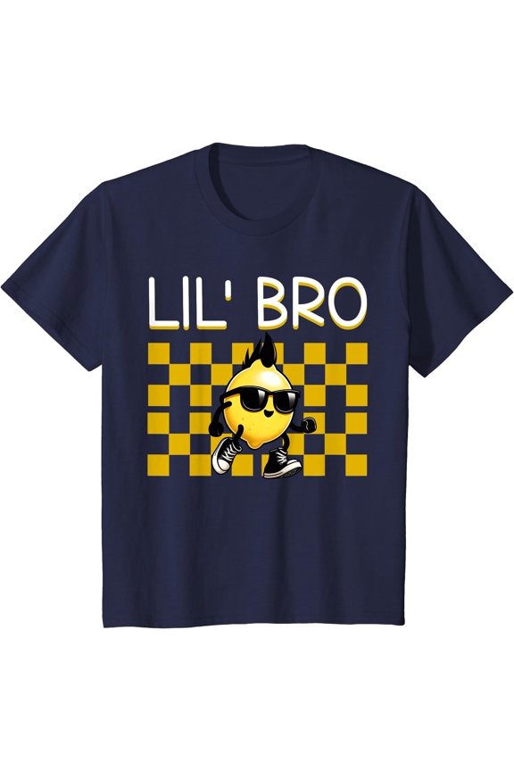 Kids Kids Lemon Lil Bro Matching Summer Outfit Boys Retro Checker T-Shirt, Unisex T-Shirt