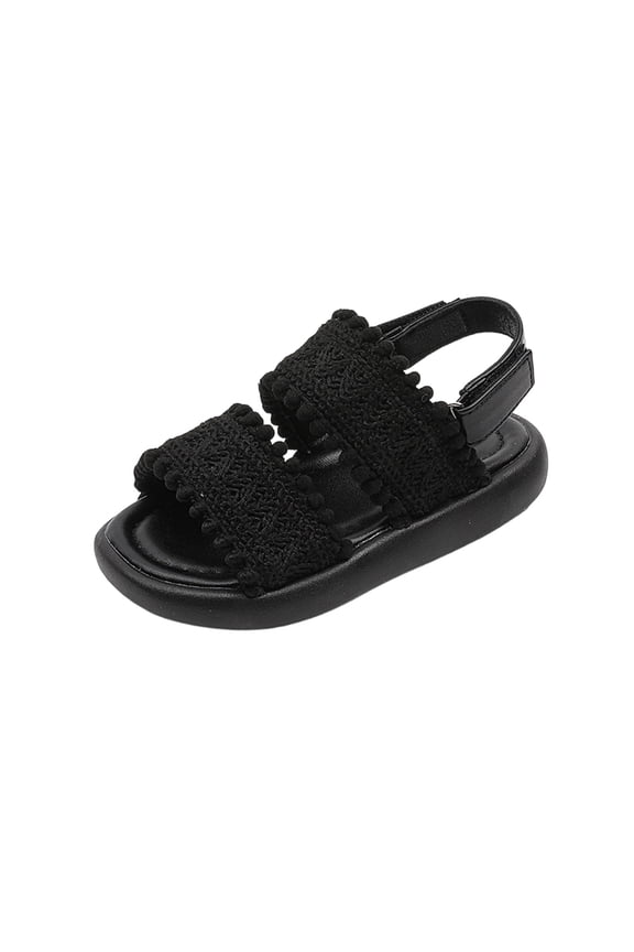 Kids Kids Sandals Boys Girls Adjustable Hook and Loop | Breathable Woven Casual Beach Play Sandals | Lightweight Comfortable Black,Size 8
