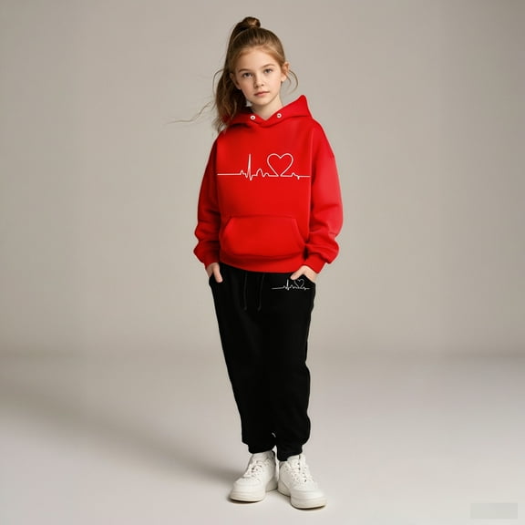 Kids Kids Sweatsuit Set for Girls,2 Piece Long Sleeve Red Soft Hoodie Leggings Pants Fall Clothes 4-5 Years Girls Outfits Cute Boys Girls Clothing