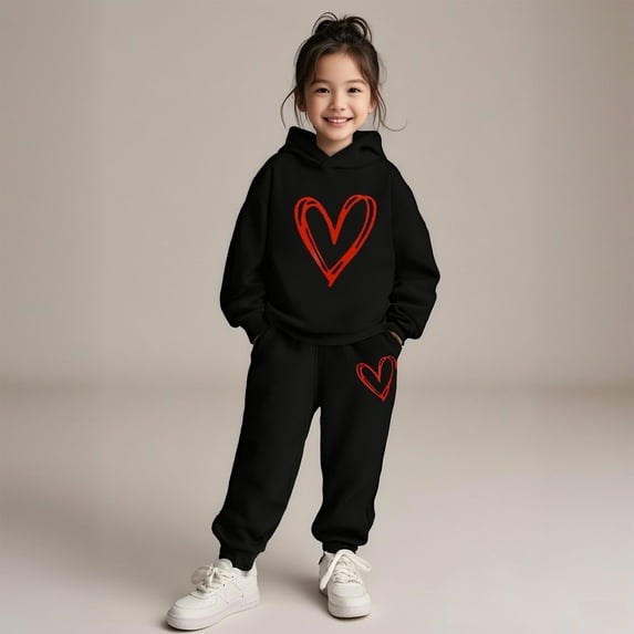 Kids Kids Toddler Sweatsuit,2 Piece Long Sleeve Black Tracksuit Hoodie Sweatpants Fall Clothes Girl Clothes Size 9-10 Years Cute Boys Girls Clothing