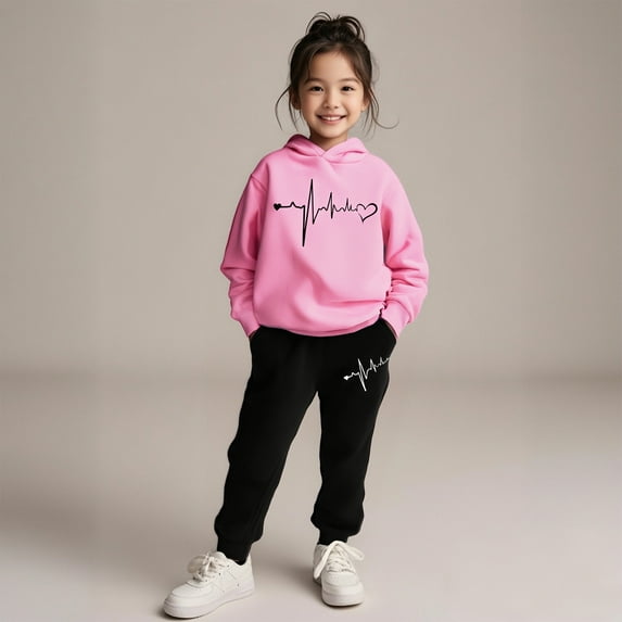 Kids Kids Toddler Sweatsuit,2 Piece Long Sleeve Pink Tracksuit Pullover Hoodie Leggings Pants Fall Winter Clothes Clothes for Teen Girls 4-5 Years Cute Boys Girls Clothing