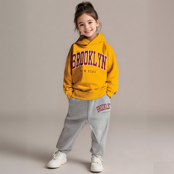 Kids Kids Toddler Sweatsuit,2PC Long Sleeve Yellow Hoodie Sweatshirt and Sweatpants Winter Clothes Girls Sets 5-6 Years Cute Boys Girls Clothing