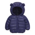 thumbnail image 1 of Kids Kids Winter Coat Boys Puffer Coat with Pocket Zipper Winter Hoodies Coat Solid Color Long Sleeve Thick Fleece Parka Grils Winter Coats Size Bear ears 3-4 Years, 1 of 3