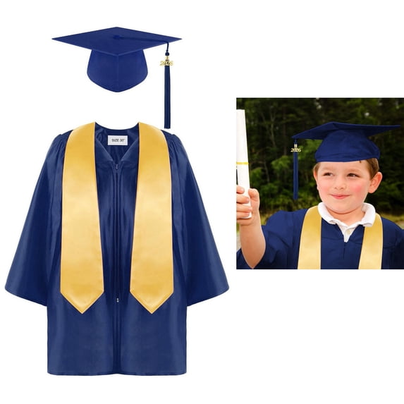 Kids Kindergarten Graduation Cap and Gown Graduation Navy Cap and Gown Set Class Of 2026 3-4 Years