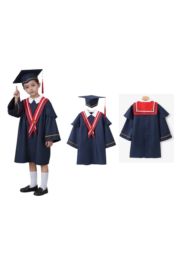 Kids Kindergarten Graduation Cap and Gown for Kidss Blue Cap and Gown Set Graduation Photography Outfit 3-4 Years