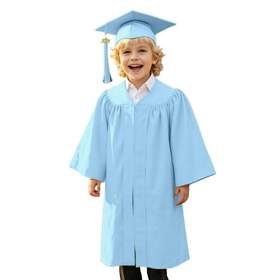 Kids Kindergarten Graduation Cap and Gown with 2025 Tassel Blue Cap and Gown Set Kids Ceremony Party Gift