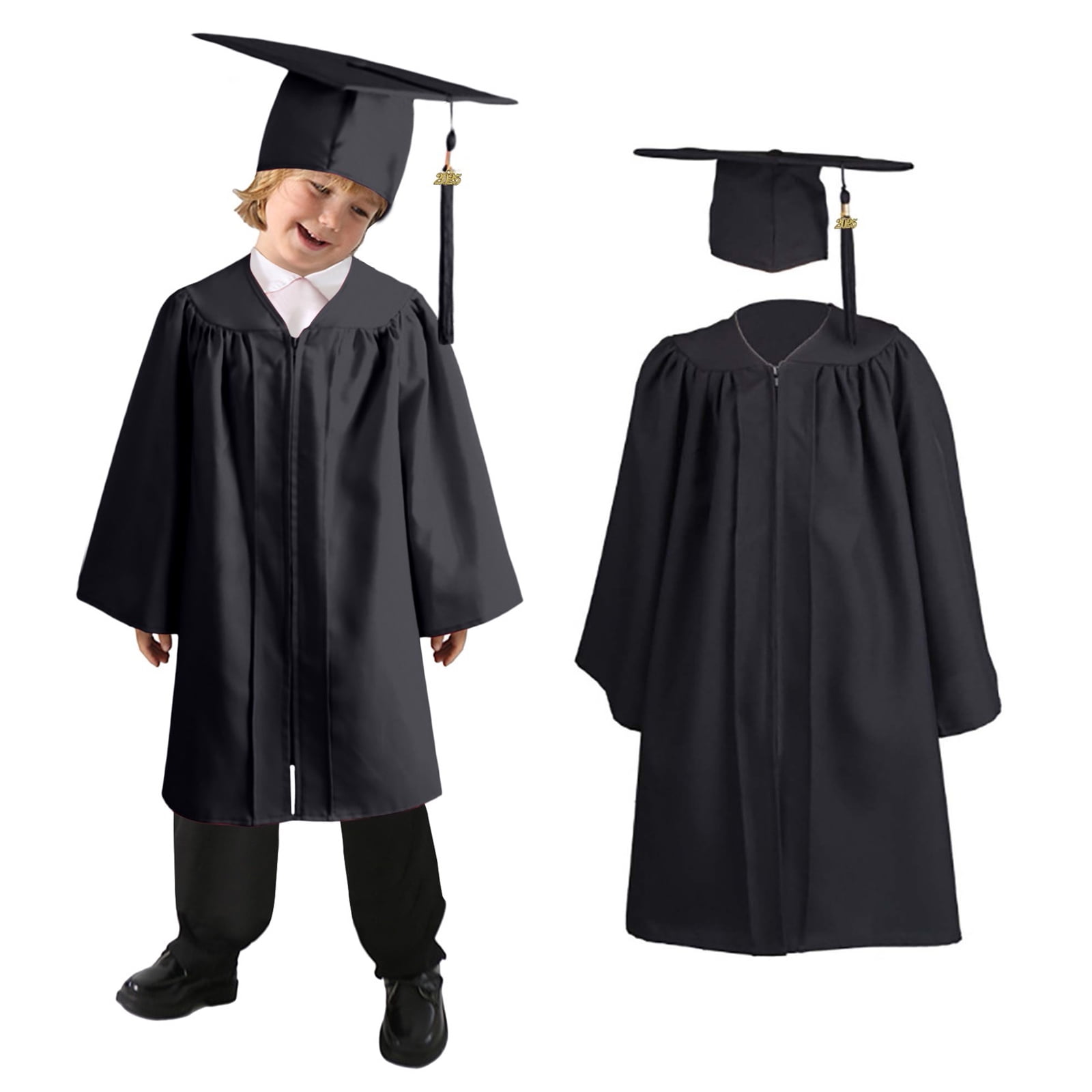 Kids Kindergarten Graduation Cap and Gown with Tassel Black Cap and ...