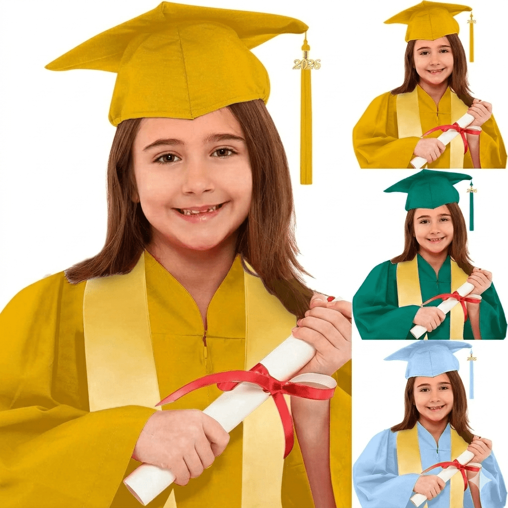 Kids Kindergarten Preschool Graduation Cap and Gown Set 2026, 4Pcs ...