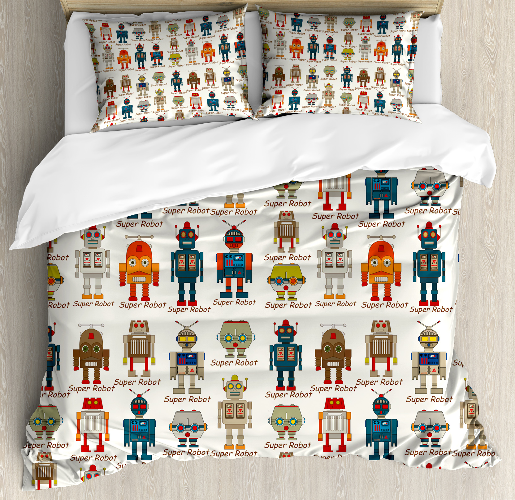 Kids King Size Duvet Cover Set, Various Different Super Robot Figures