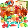 thumbnail image 1 of IYHN Play Food Set for Toddlers, Learning Toys 86pcs Cutting Food for Preschool Activities, Pretend Play Kitchen Accessories for Kids, Color Sorting Set for Boys & Girls, Daycare Educational Toy, 1 of 9