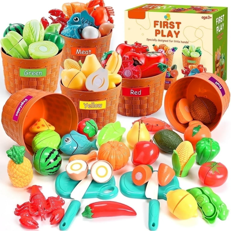IYHN Play Food Set for Kids, 86pcs Cutting Play Kitchen