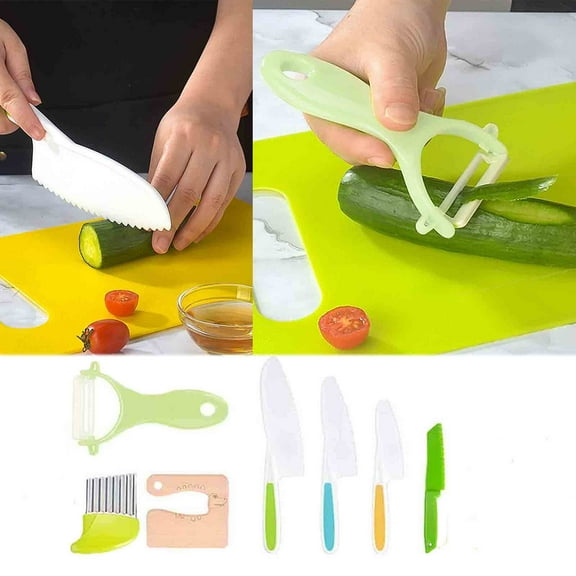 Kids Kitchen Knife Set 7PCS | Toddler Safe Plastic Chef Knives | Mini Chopping Tools for Children Cooking | Colorful Food Grade Cutters for Fruits Vegetables | Lightweight Easy Grip for Little Hands