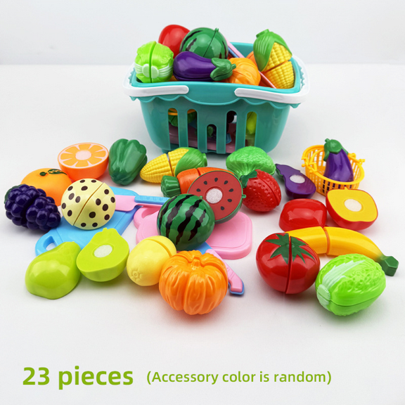 Kids Kitchen Play Food Set Pretend Play Toys, 23Pieces Farmers Market Color Sorting Set for Boys Girls Early Education Toys & Christmas Birthday Gifts(Green)