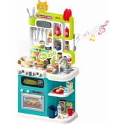 Kids Kitchen Playset with Steam & Sounds   96-Piece Pretend Play Kitchen with Light-Up Stove, Working Sink, Oven & Play Food   Educational Toy for Boys & Girls Ages 3+