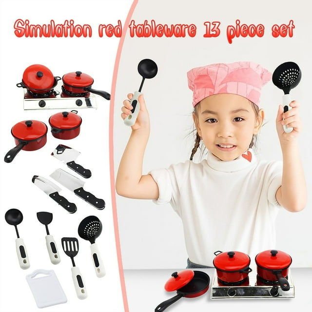 Kids Kitchen Toy 13Pcs/set Cookware with Play Food Toy Set Kitchen