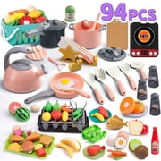 KOPPOP Toddler Kitchen Set - Educational Cooking Toys for Kids Ages 3+ with 20+ Play Food, Toy Kitchen Accessories, Realistic Pots, Pans & Magic-Stick Vegetable