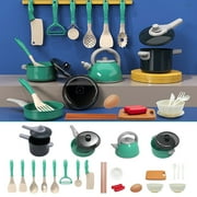 Kids Kitchen Toy Cookware with Play Food Toy Set, Kitchen Play Accessories with Pots and Pans,Cutting Food Toy Utensils,Play Dishes Learning Toys Gift for Toddlers Boys Girls28 Pcs