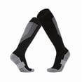 thumbnail image 1 of Kids Knee-High Soccer Socks for Boys and Girls Thick Terry Cushioned Breathable Ribbed Cuff Youth Training Competition Long Football Socks Black 6-13 Years, 1 of 3