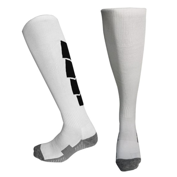 Kids Knee-High Soccer Socks for Boys and Girls Thick Terry Cushioned Grip Dot Breathable Ribbed Cuff Youth Training Competition Long Football Socks White 6-13 Years