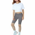 thumbnail image 1 of Kids Knee Length Leggings, High Waist Elastic Yoga Pants for Children, Stretchy Running Dance Shorts and Athletic Wear, Toddler Girls Stretch Pants for Daily Play, 3-10Y Grey 150, 1 of 9