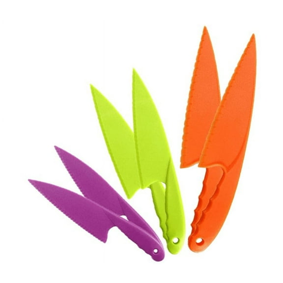 Kids Knife Set for Cooking, Improve Childrens Kitchen Safety Knowledge, Pocket Knife for Kids, Multi-color Children's Cooking Knives, Kids Plastic Kitchen Knife Set for Fruit Bread Cake Salad 6 Set