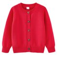 thumbnail image 1 of Kids Knit Button Down Cardigan Sweater Crew Neck Long Sleeve Soft Cotton Blend Ribbed Hem Children’s Classic Style, 1 of 2