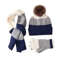 thumbnail image 1 of Kids Knit Hat Scarf Gloves Set Ear Flap Beanies Cap Long Scarf Mittens Toddler Winter Cold Weather Sets, 1 of 7