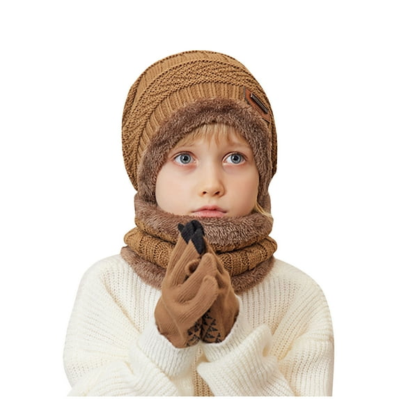 Kids Knit Hat/Scarf/Gloves Set,Winter Warm Set with Beanie and Long Scarf 1-11 Years