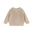 thumbnail image 1 of Kids Knit Pullover Sweater Crewneck Long Sleeve Soft Breathable Lightweight Toddler Jumper for Girls Daily Wear, 1 of 3
