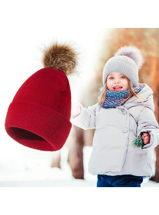 Kids Winter Hat Toddler Knitted Pom Beanie Hat Cotton Lined Cap Baby Girls  Boys Hat Bomber Hats Beige 