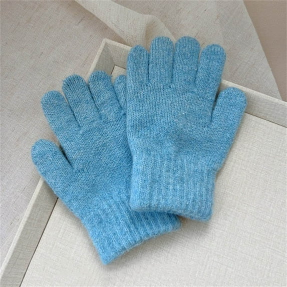 Kids Knitted Gloves Winter Stretchy Warm Gloves for Kids Full Finger Mittens for Children Boys Girls 1-12 Year