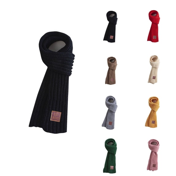 Kids Knitted Scarf Fashion Solid Color Lightweight Soft Wrap Neck Warmer Scarves Winter Outdoor Comfortable Scarf for Boy Girl