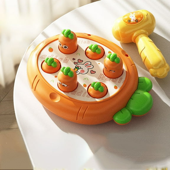 Kids' Knocking Educational Interactive Toy Set – 2 Hammers Included, Parent-Child Game for Hand-Eye Coordination, Birthday Gift for Toddlers,Plastic Playset,Yellow