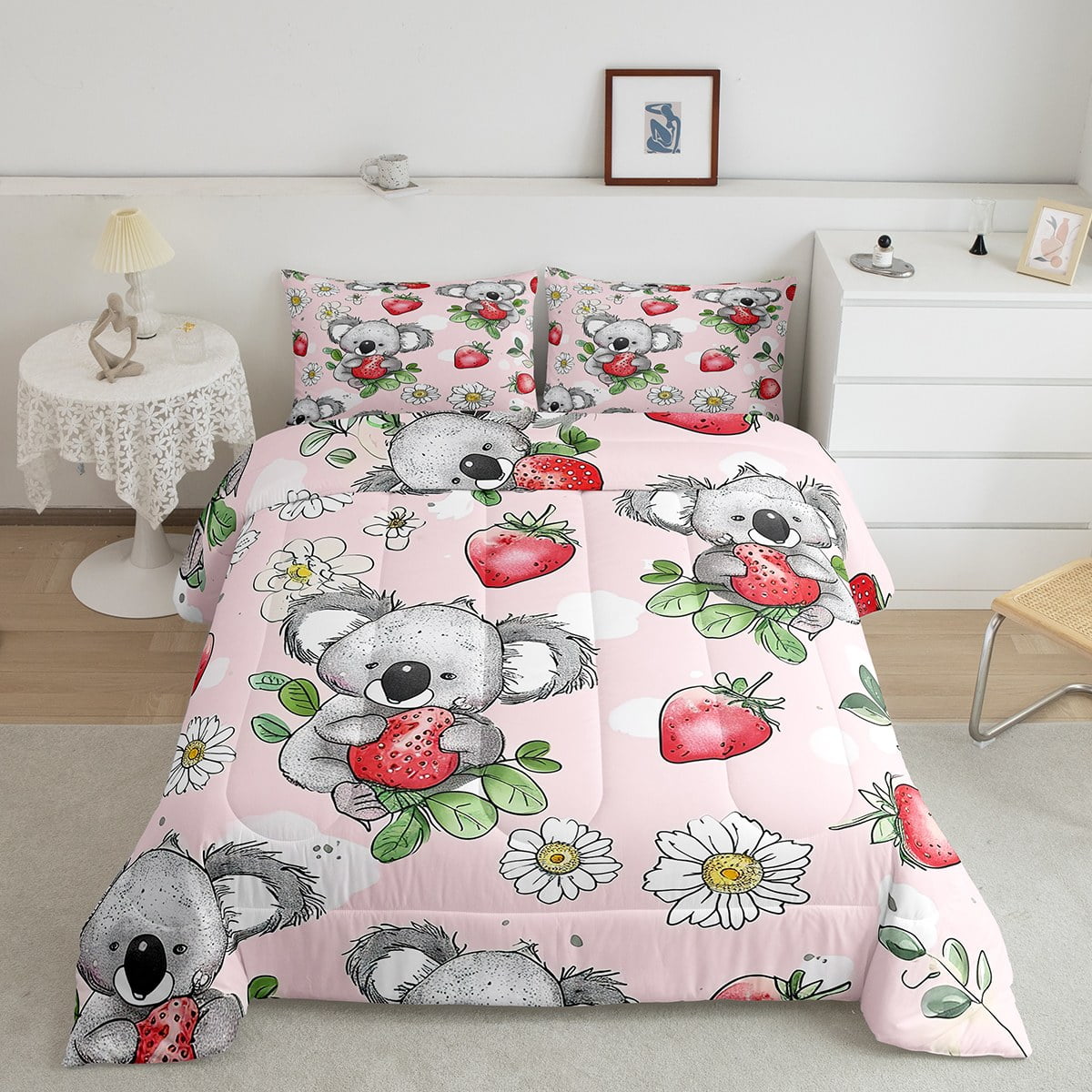 Kids Koala Bedding Gifts for Kids Cartoon Koala Print Bed Comforter Set ...