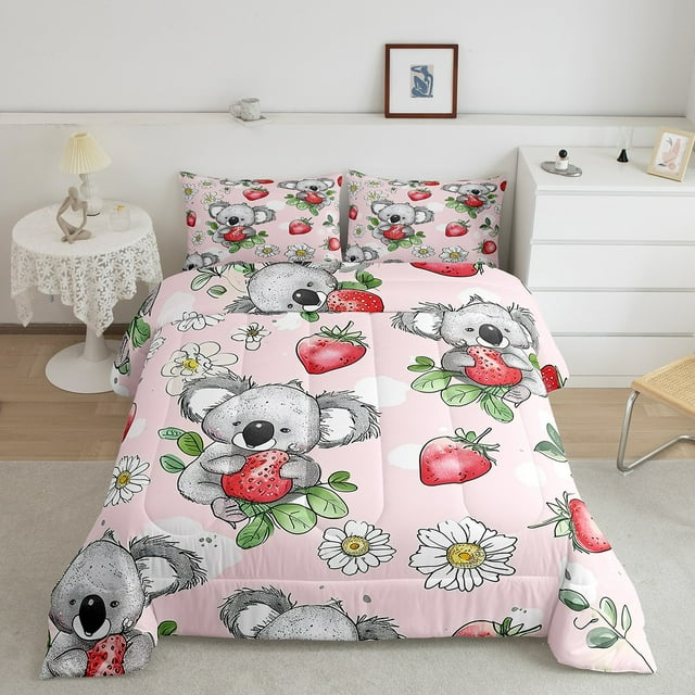 Kids Koala Bedding Gifts for Kids Cartoon Koala Print Bed Comforter Set