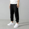 thumbnail image 1 of Kids' Korean Style Mosquito-Repellent Pants, Solid Color Cotton Elastic Cuff Casual Trousers for Summer Outdoor Wear, Lightweight and Breathable for Daily Protection, Play - Black, 1 of 4