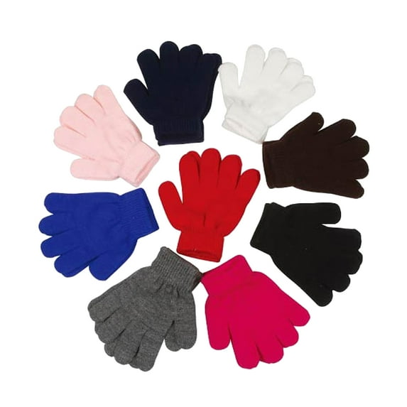 Kids Korner Girl's Chilren's Stretch Kids Magic Gloves Toddler 9-Pack Ages 2-5 years