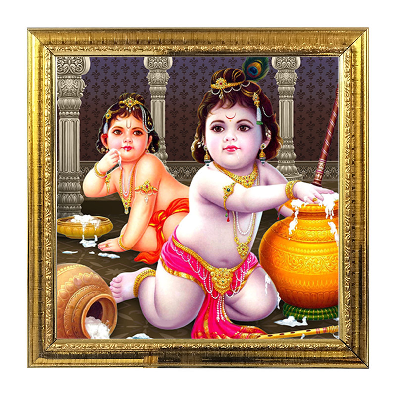 Kids Krishna India God Idol Photo Frame for Pooja Hindu Bhagwan Devi ...