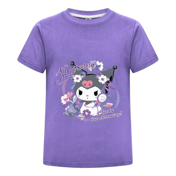 Kids Kuromi Cartoon T-Shirt – Cute Gothic Style Short Sleeve Tee for Girls & Boys – Casual Anime Top Birthday Gift