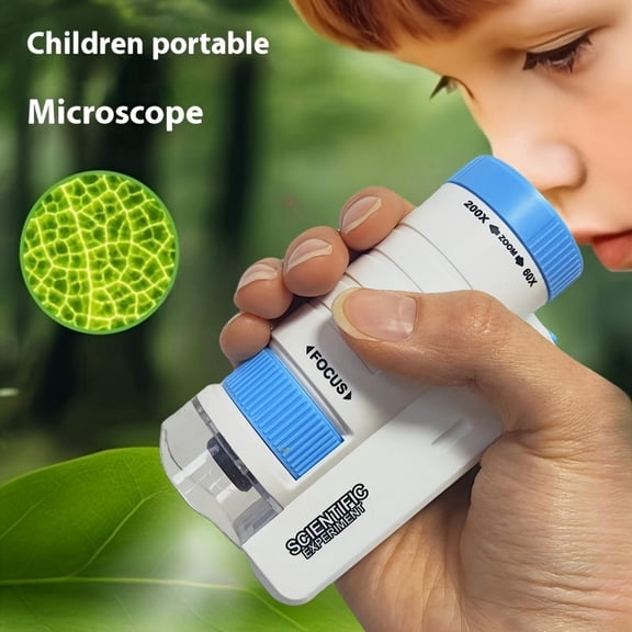 Kids LED Handheld Microscope -200X- Educational Science Toy for Students, Portable Biology Explorer, Christmas Gift Idea