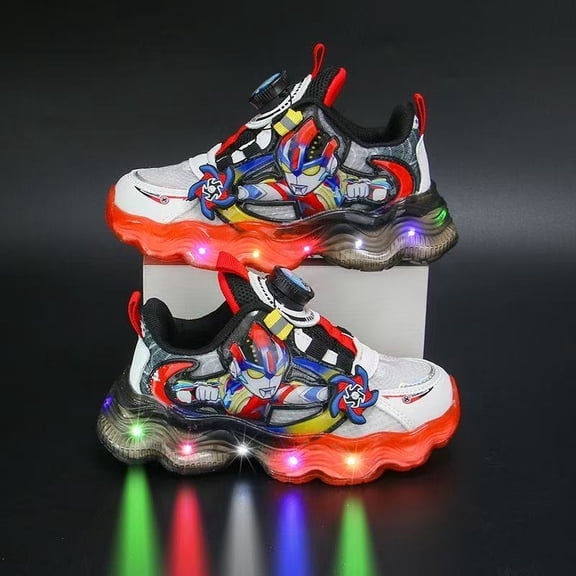 Kids LED Light Up Sneakers Boys Running Shoes Lightweight Sport Outdoor Walking Shoes for Boys Christmas Birthday Children Show Gift (Toddler/Little Kid/Big Kid)