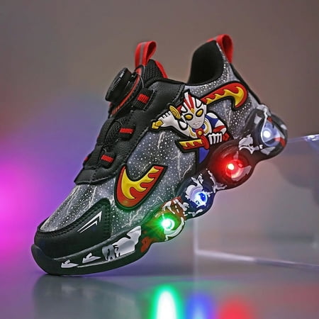 Kids LED Light Up Sneakers Boys Running Shoes Lightweight Sport Outdoor Walking Shoes for Boys Christmas Birthday Children Show Gift (Toddler/Little Kid/Big Kid)