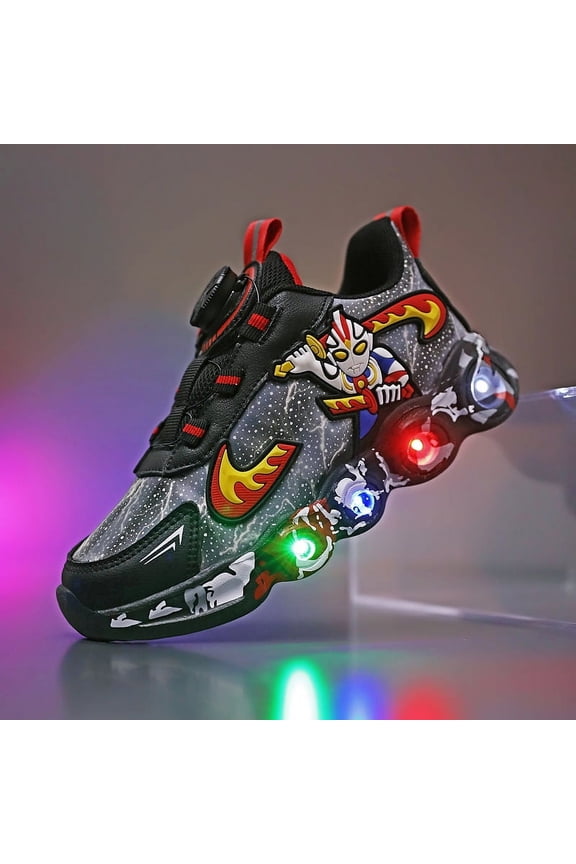 Kids LED Light Up Sneakers Boys Running Shoes Lightweight Sport Outdoor Walking Shoes for Boys Christmas Birthday Children Show Gift (Toddler/Little Kid/Big Kid)