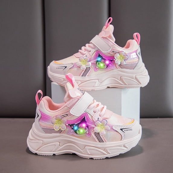 Kids LED Light Up Sneakers Girls Running Shoes Lightweight Sport Outdoor Walking Shoes for Girls Christmas Birthday Children Show Gift (Toddler/Little Kid/Big Kid) 