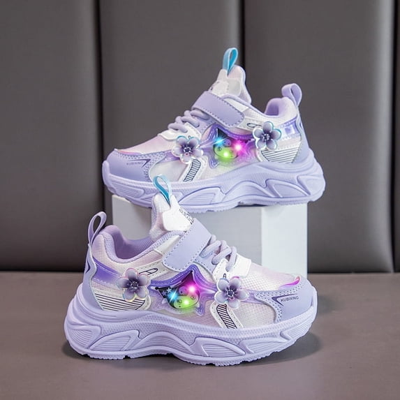 Kids LED Light Up Sneakers Girls Running Shoes Lightweight Sport Outdoor Walking Shoes for Girls Christmas Birthday Children Show Gift (Toddler/Little Kid/Big Kid) 