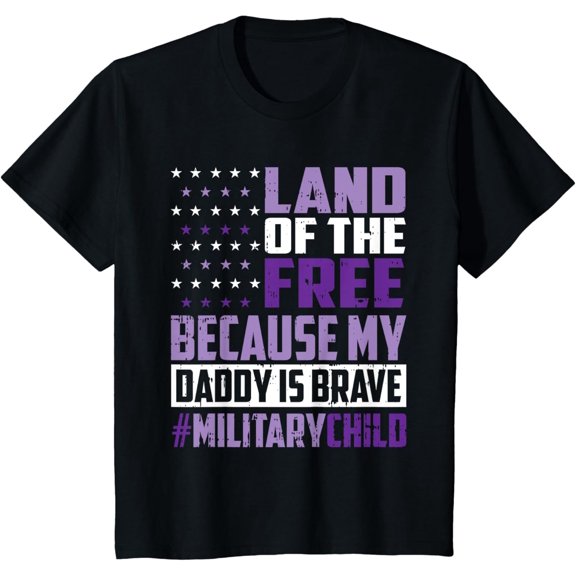 Kids Land Of The Free Because My Daddy Is Brave Military Child T-Shirt100% cotton