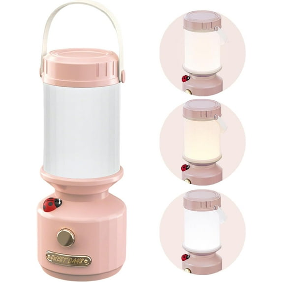 Kids Lantern with 3 Color Dimmable & USB-C Charging, Kids Nightlights for Bedroom, Indoor Outdoor Adventures & Emergency Use Toddler Flashlight Sky Lanterns Camping Essentials for Girl (Pink)