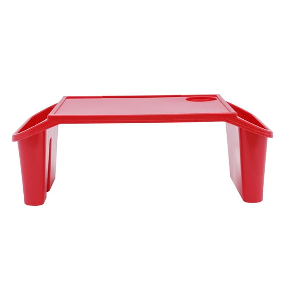 Kids Lap Desk Tray, Red, with Built-in Storage Slots for Crayons, Snacks, Phones, and More, Compact, Lightweight, and Easy to Store